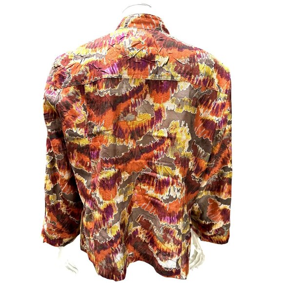 Ruby Rd Size 10 Autumn Print Mandarin Collar Button Jacket Vibrant PrintMultico - Picture 4 of 12